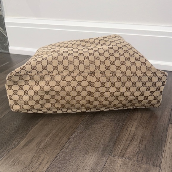 Gucci Tan ivory GG canvas Monogram horsebit large hobo bag with gold hardware - Picture 3 of 16